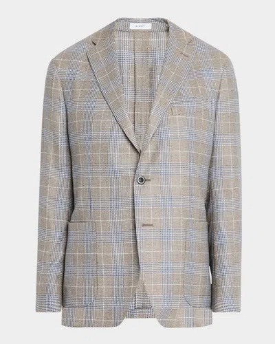 Boglioli Men's Prince Of Wales Window Pane Jacket In 491 Grey/blue