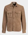 Boglioli Men's Suede Overshirt In Beige
