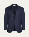 Boglioli Men's Wool And Silk Herringbone Notch-lapel Sport Coat In Blue