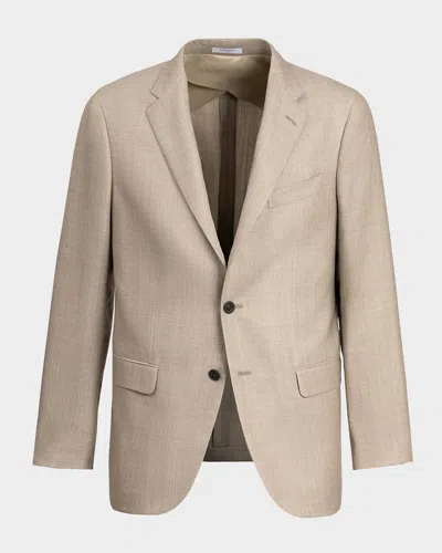 Boglioli Men's Wool, Silk And Linen-blend Blazer In Neutral