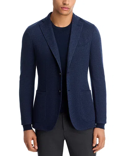 Boglioli Micro Houndstooth Jersey Regular Fit K-jacket In Blue
