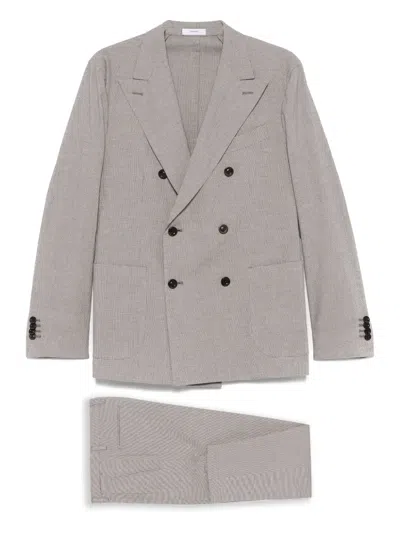 Boglioli Micro-pattern Suit In Brown
