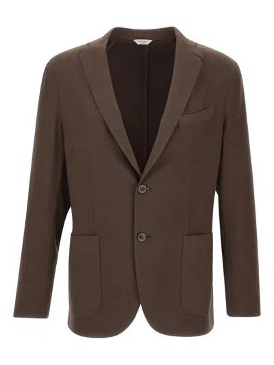 Boglioli Narrow-lapel Wool Blazer In Brown