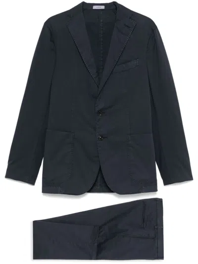 Boglioli Navy Blue Cotton Suit In Black