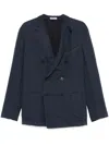 Boglioli Navy Blue Double-breasted Cotton Jacket In Navy Blue
