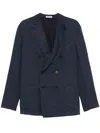 Boglioli Navy Blue Double-breasted Cotton Jacket In Blue