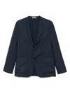 Boglioli Single-breasted Navy Wool Blazer With Front Patch Pockets In Blue