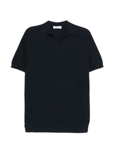 Boglioli Navy Blue Short Sleeves Polo