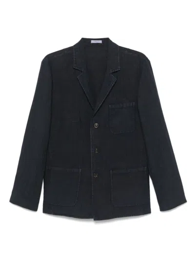 Boglioli Navy Blue Single-breasted Blazer In Black