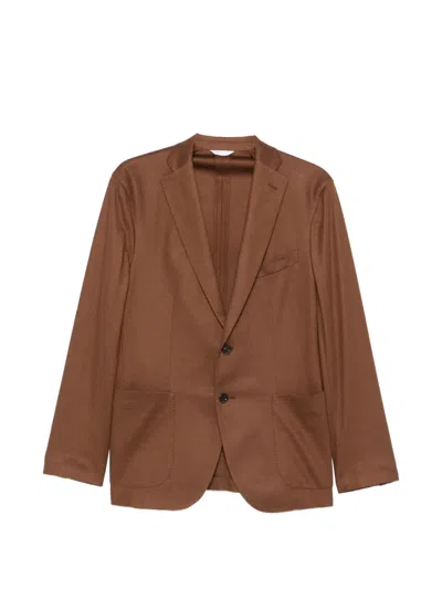 Boglioli Notched Cotton Blazer In Brown