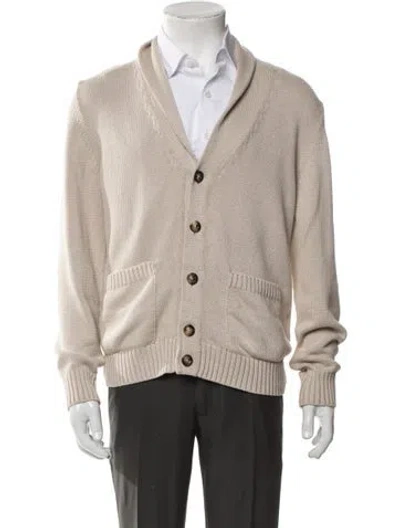 Pre-owned Boglioli Open Front Long Sleeve Cardigan In Neutrals