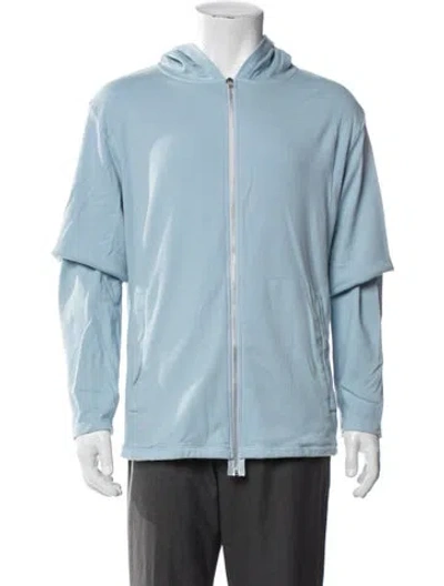 Pre-owned Boglioli Open Front Long Sleeve Hoodie In Blue