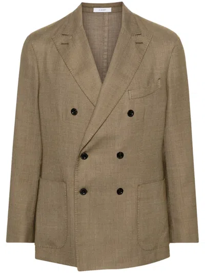Boglioli Patterned-jacquard Suit Jacket In 绿色
