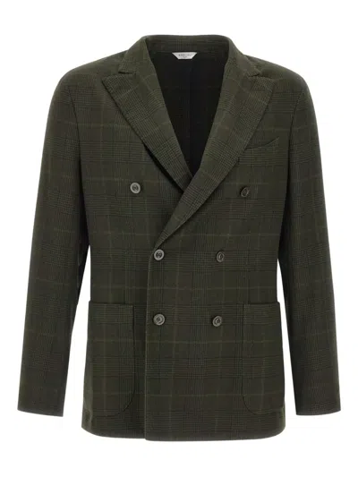 Boglioli Peak-lapel Check Blazer In Green