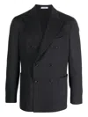 Boglioli Virgin Wool And Cotton Double-breasted K-jacket In Black