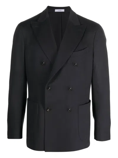 Boglioli Peak-lapel Double-breasted Blazer In Black