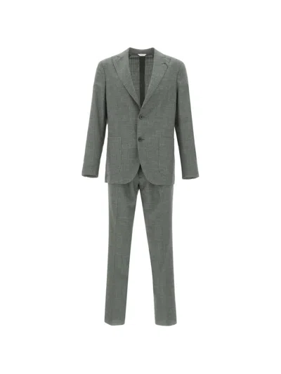 Boglioli Peak Lapel Patch Pocket Suit In Green
