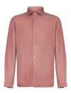 Boglioli Garment-dyed Long-sleeved Shirt With Classic Collar In Pink