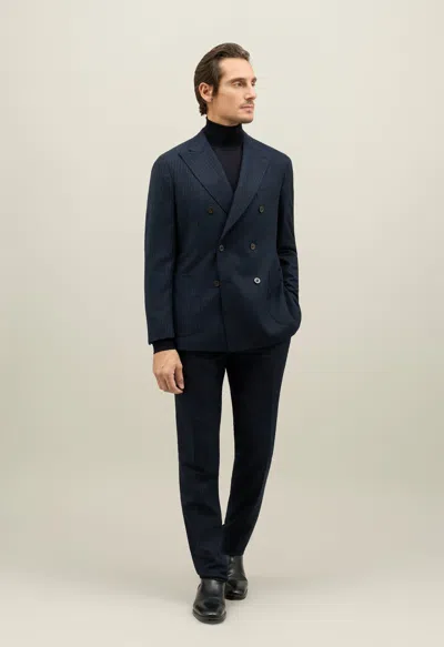 Boglioli Pinstripe Flannel Double-breasted K-suit In Blue