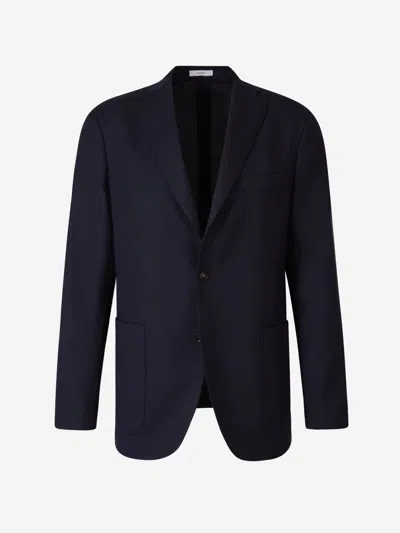 Boglioli Piqué Knit Blazer In Navy Blue