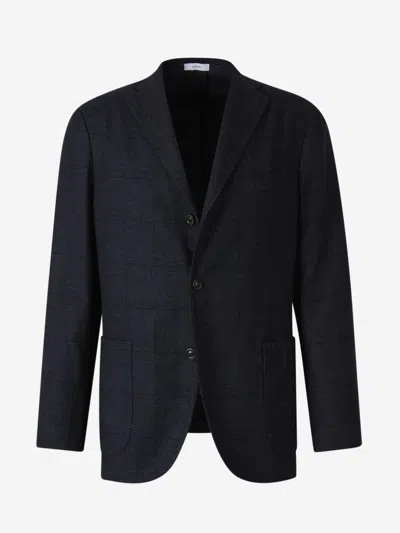 Boglioli Plaid Motif Blazer In Blue