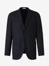 Boglioli Navy Blue Wool Jacket In Checkered Motif