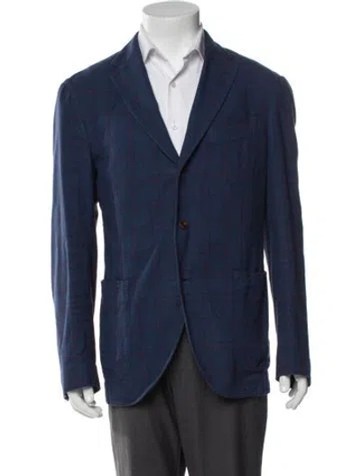 Pre-owned Boglioli Plaid Print Blazer In Blue