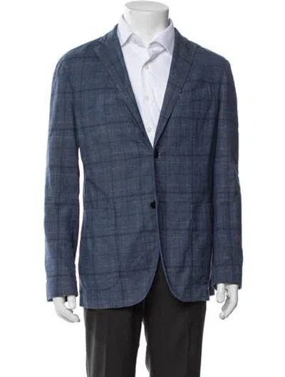 Pre-owned Boglioli Plaid Print Blazer In Blue