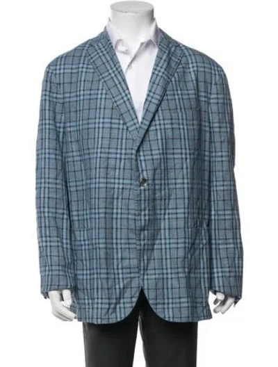 Pre-owned Boglioli Plaid Print Blazer In Blue