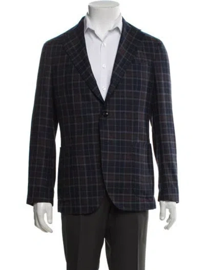 Pre-owned Boglioli Plaid Print Blazer In Blue