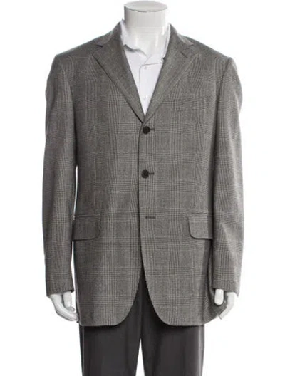 Pre-owned Boglioli Plaid Print Blazer In Gray