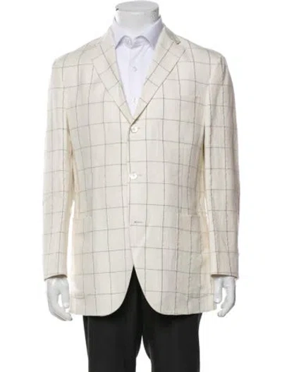 Pre-owned Boglioli Plaid Print Blazer In Neutral
