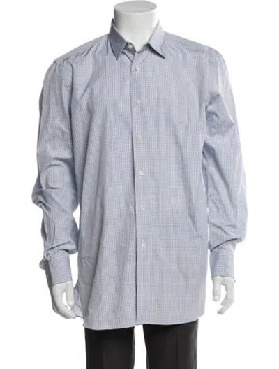 Pre-owned Boglioli Plaid Print Long Sleeve Dress Shirt In Blue