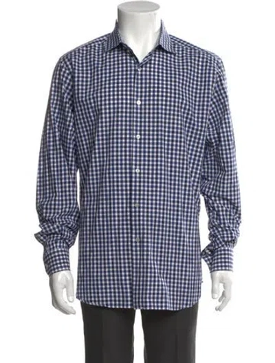 Pre-owned Boglioli Plaid Print Long Sleeve Dress Shirt In Blue