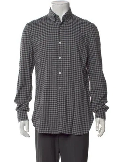 Pre-owned Boglioli Plaid Print Long Sleeve Dress Shirt In Green