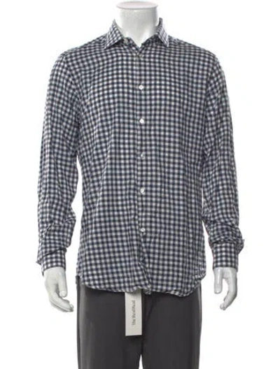 Pre-owned Boglioli Plaid Print Long Sleeve Dress Shirt In Green