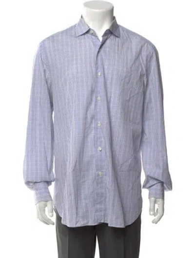 Pre-owned Boglioli Plaid Print Long Sleeve Dress Shirt In Grey