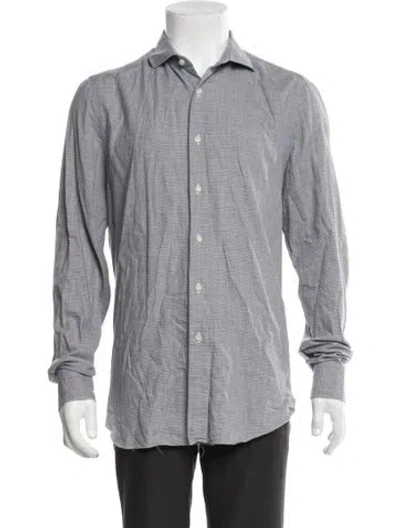 Pre-owned Boglioli Plaid Print Long Sleeve Dress Shirt In Grey