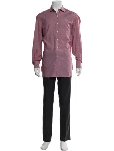 Pre-owned Boglioli Plaid Print Long Sleeve Dress Shirt In Red