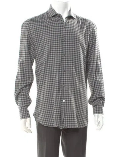 Pre-owned Boglioli Plaid Print Long Sleeve Shirt In Gray