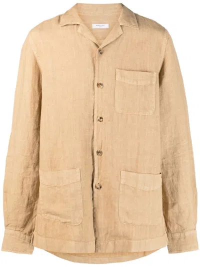 Boglioli Plain Linen Shirt In Nude