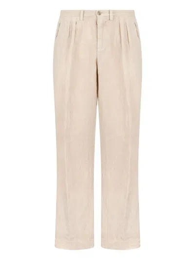 Boglioli Pleat-detail Linen Trousers In Neutrals