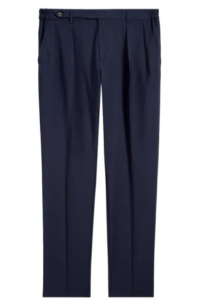 Boglioli Pleated Wool Blend Trousers In 780 Navy