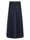 Boglioli Pleated Wool Midi Skirt In Black