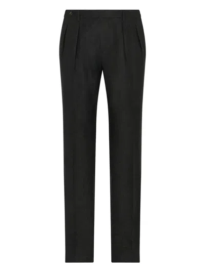 Boglioli Pleated Wool Trousers In Black