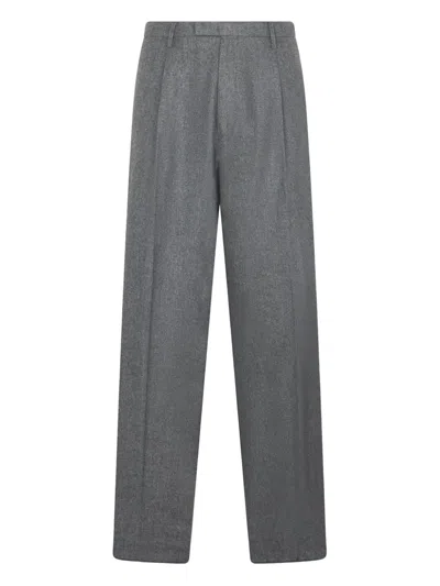 Boglioli Pleated Wool Trousers In Gray