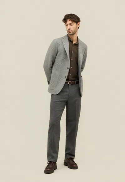 Boglioli Prince Of Wales Soft Wool Cashmere Blend K-jacket In Gray