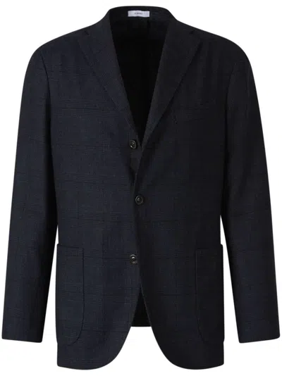 Boglioli Plaid Motif Blazer In Antracite Grey