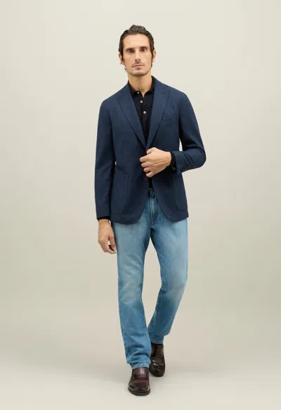 Boglioli Prince Of Wales Wool Blend K-jacket In Blue