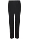 Boglioli Refined Black Stretch Wool Trousers With Toggled Waistband